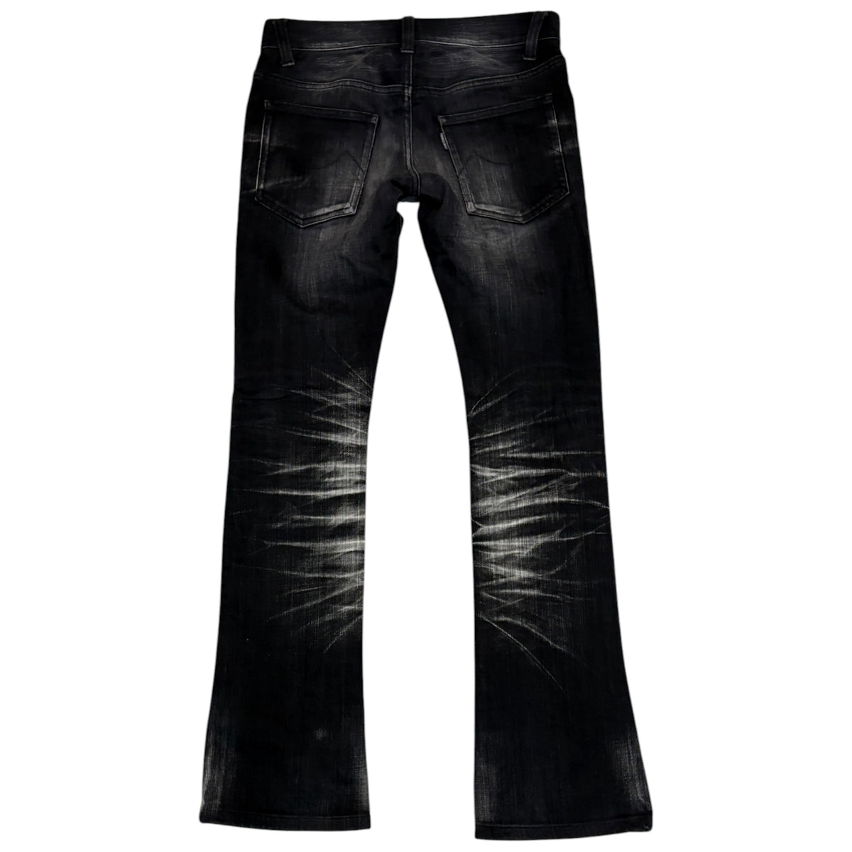 Tornado Mart black grey claw mark whiskered denim bootcut jeans