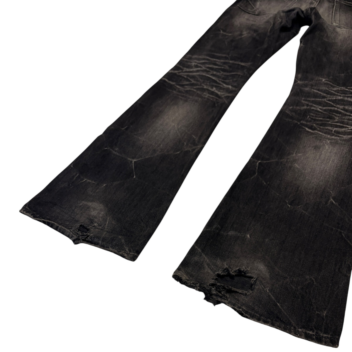 Fuga grey whiskered bootcut distressed denim jeans