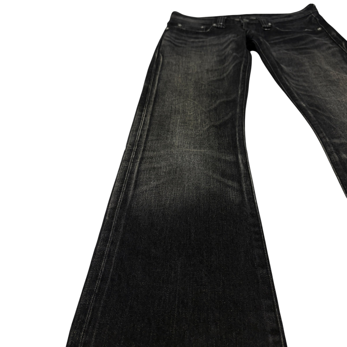 Buffalo Bobs grey black whiskered straight leg denim jeans