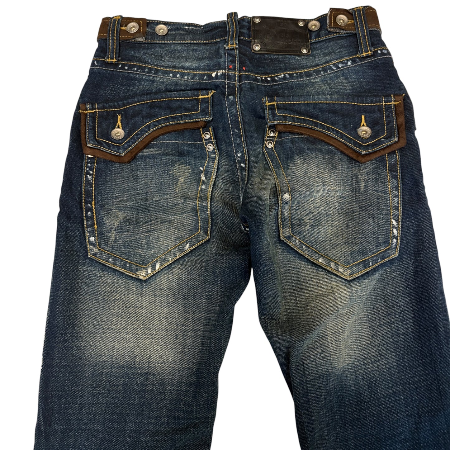 Semantic Design multizip detailed inseam shine effect bootcut jeans