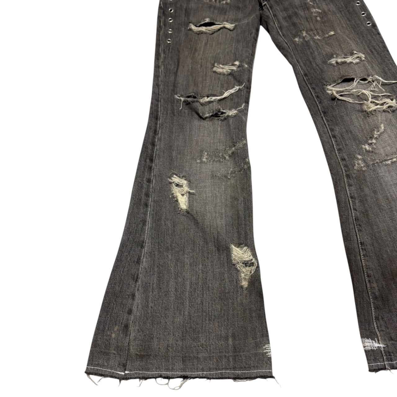 Tornado Mart distressed eyelet hole flare denim jeans