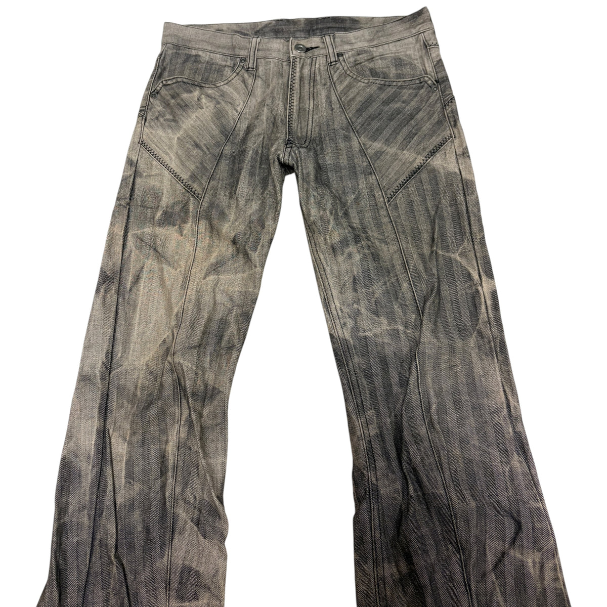 Japanese brand grey fade wash flare bootcut denim jeans