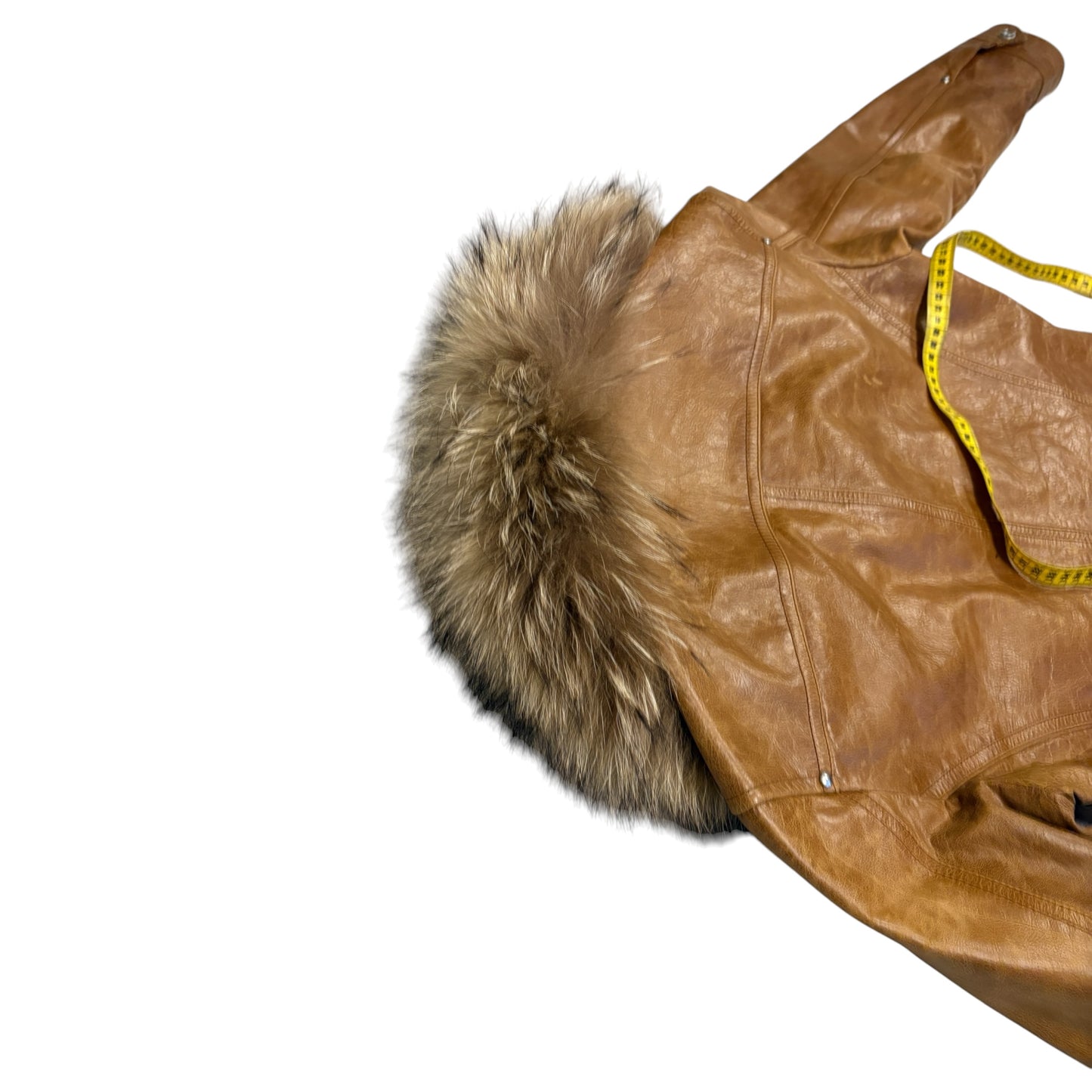 Atelier Sab Men (A.S.M) buffalo leather leather jacket w raccoon fur collar