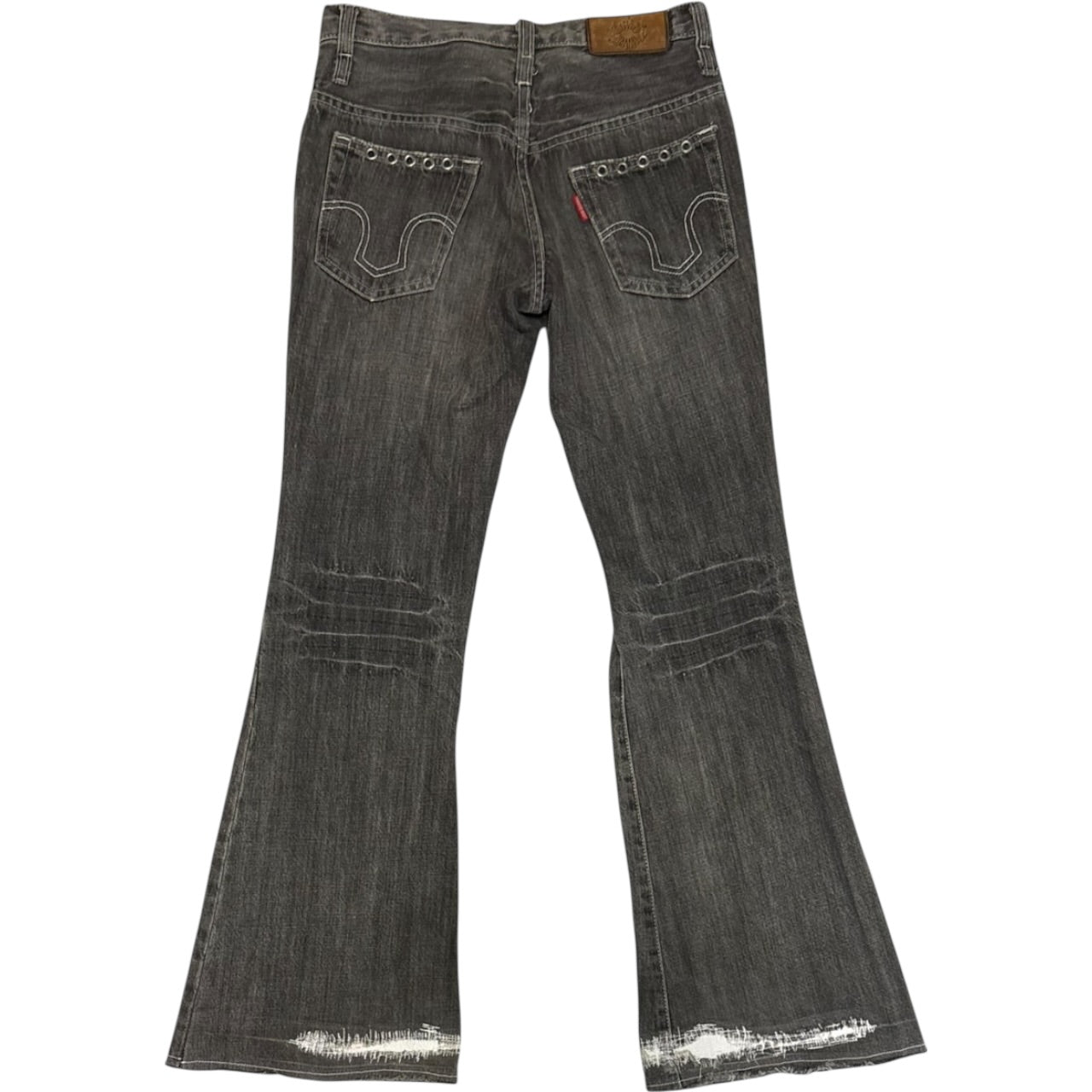 Tornado Mart distressed eyelet hole flare denim jeans