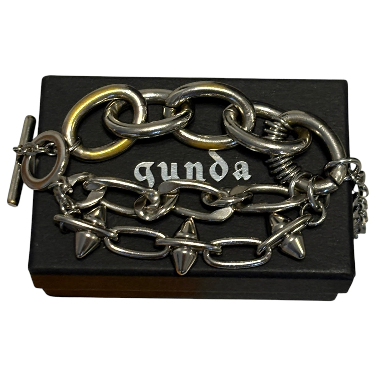 Gunda double layer spiked 925 silver plated bracelet