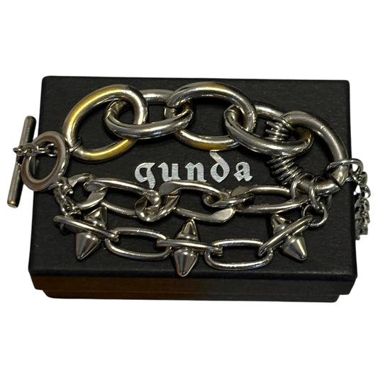 Gunda double layer spiked 925 silver plated bracelet