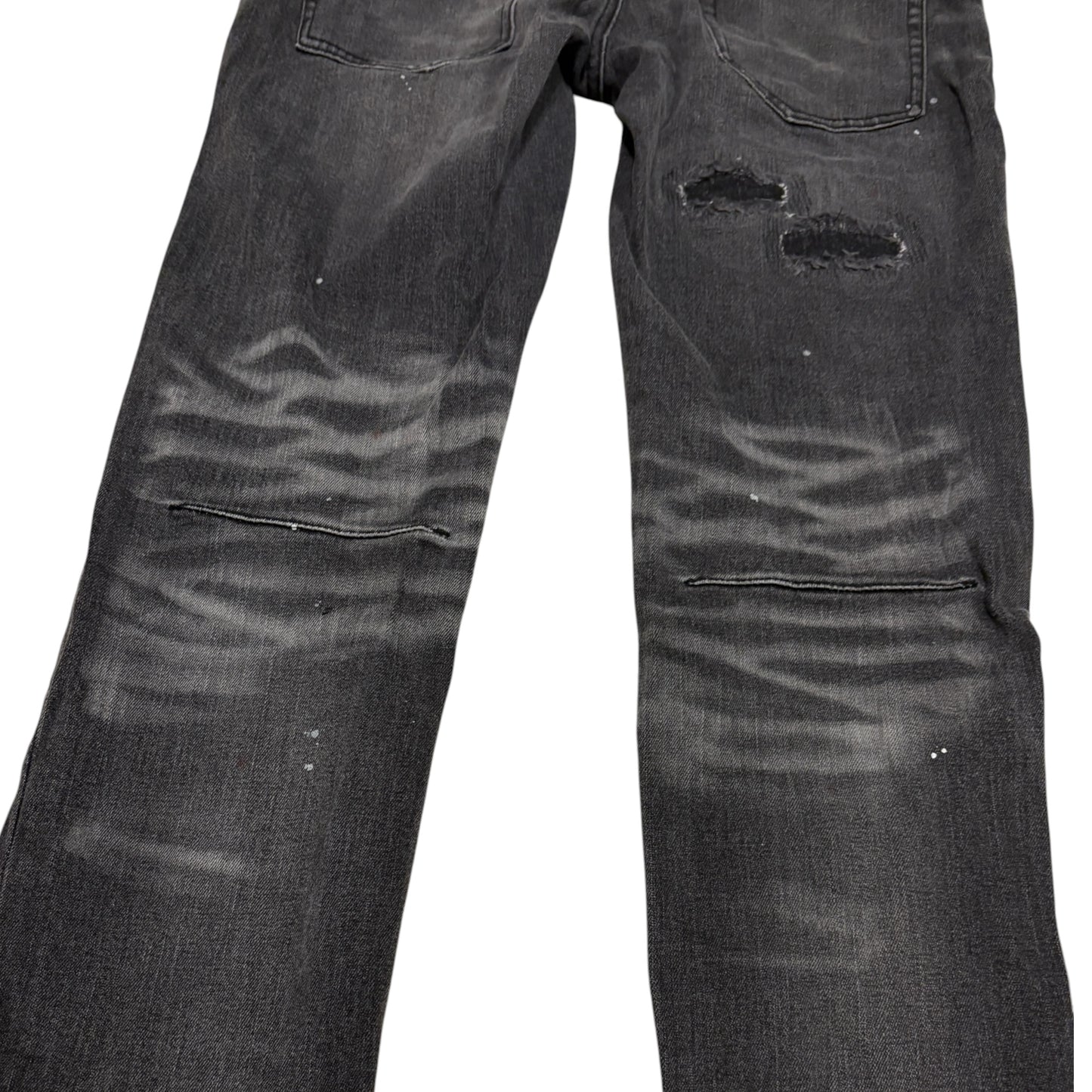 Number (N)ine Denim grey distressed streaked denim jeans