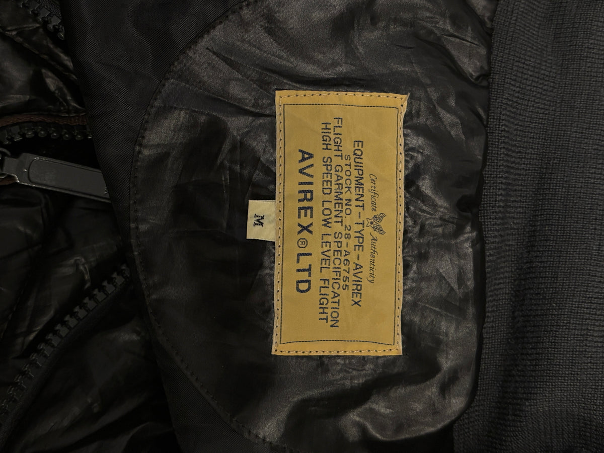 Avirex (Japanese exclusive line) black shell puffer jacket w/ embroided badges