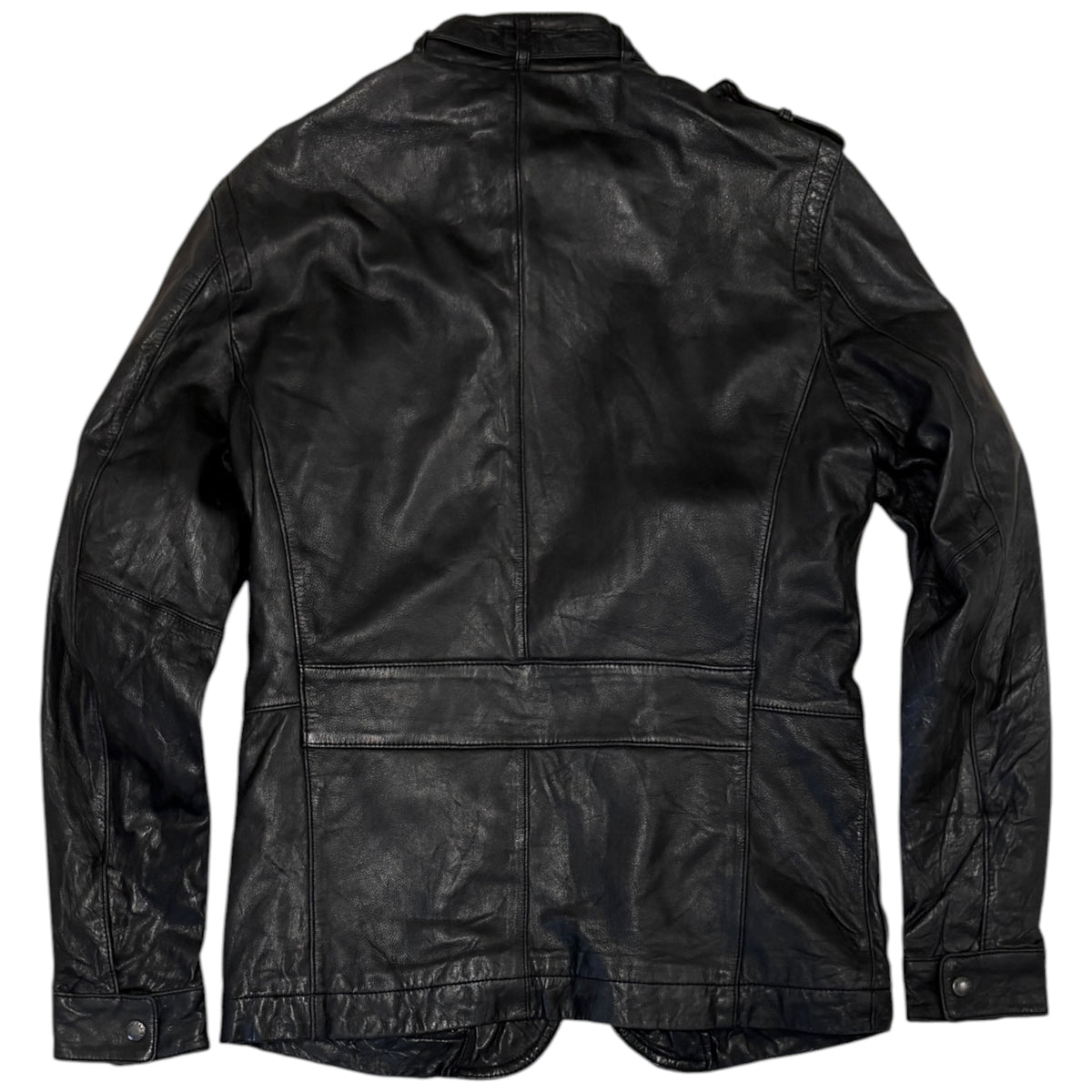 Japanese Avirex asymmetric lambskin leather multipocket jacket