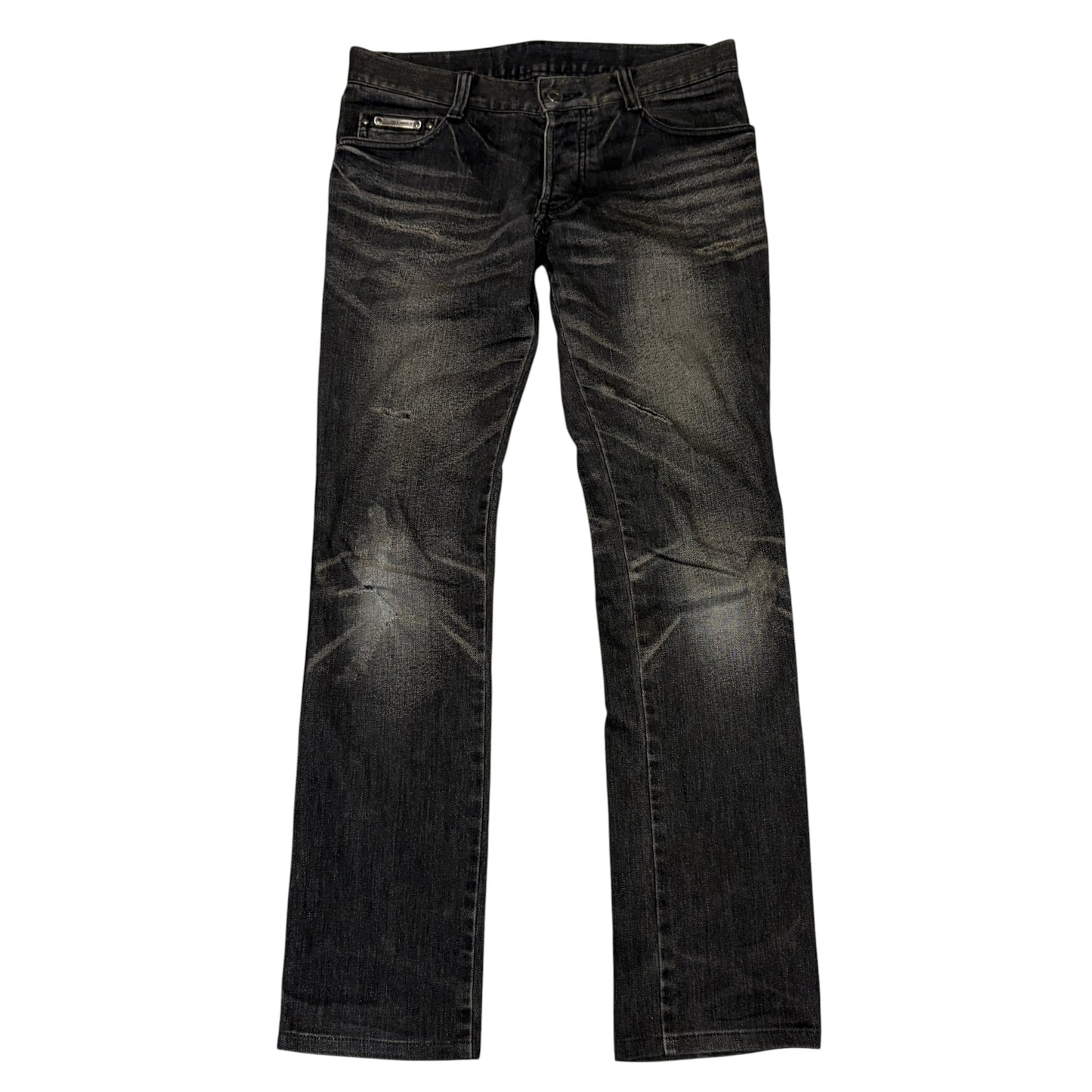 5351 Pour Les Hommes distressed grey gradient perforated wash jeans