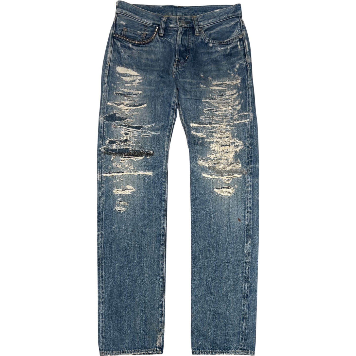 Hysteric Glamour blue distressed patchwork denim jeans