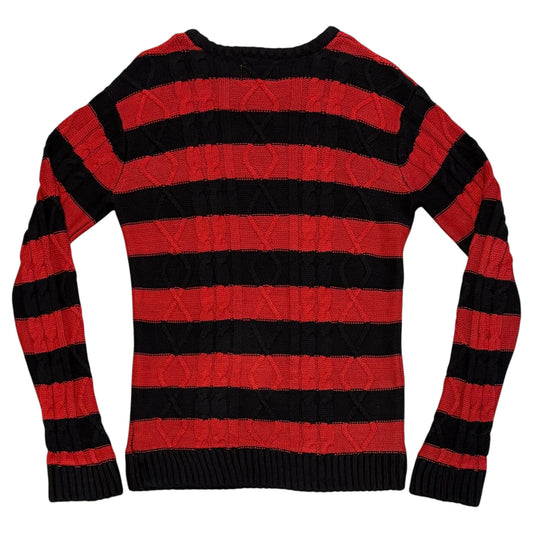 Number (N)ine black red striped cable knit sweater