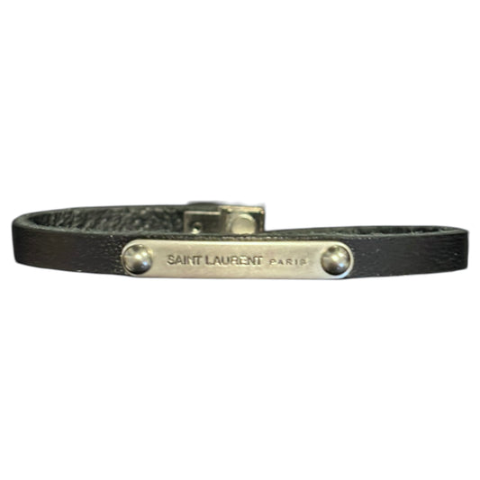 Saint Laurent old season leather wrap bracelet w metal engraving