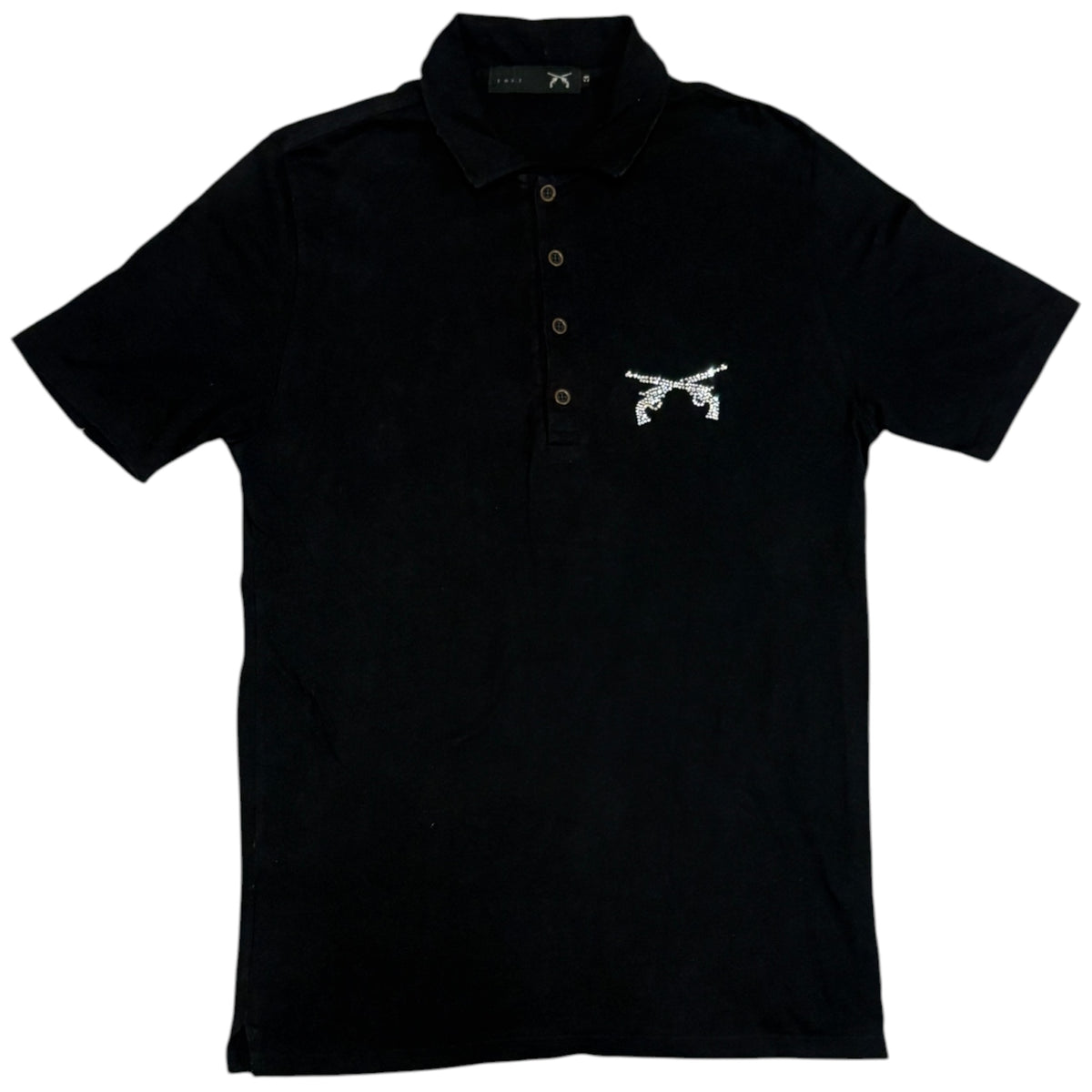 Roarguns embellished logo black polo T-shirt