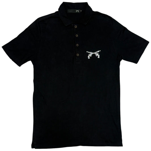 Roarguns embellished logo black polo T-shirt