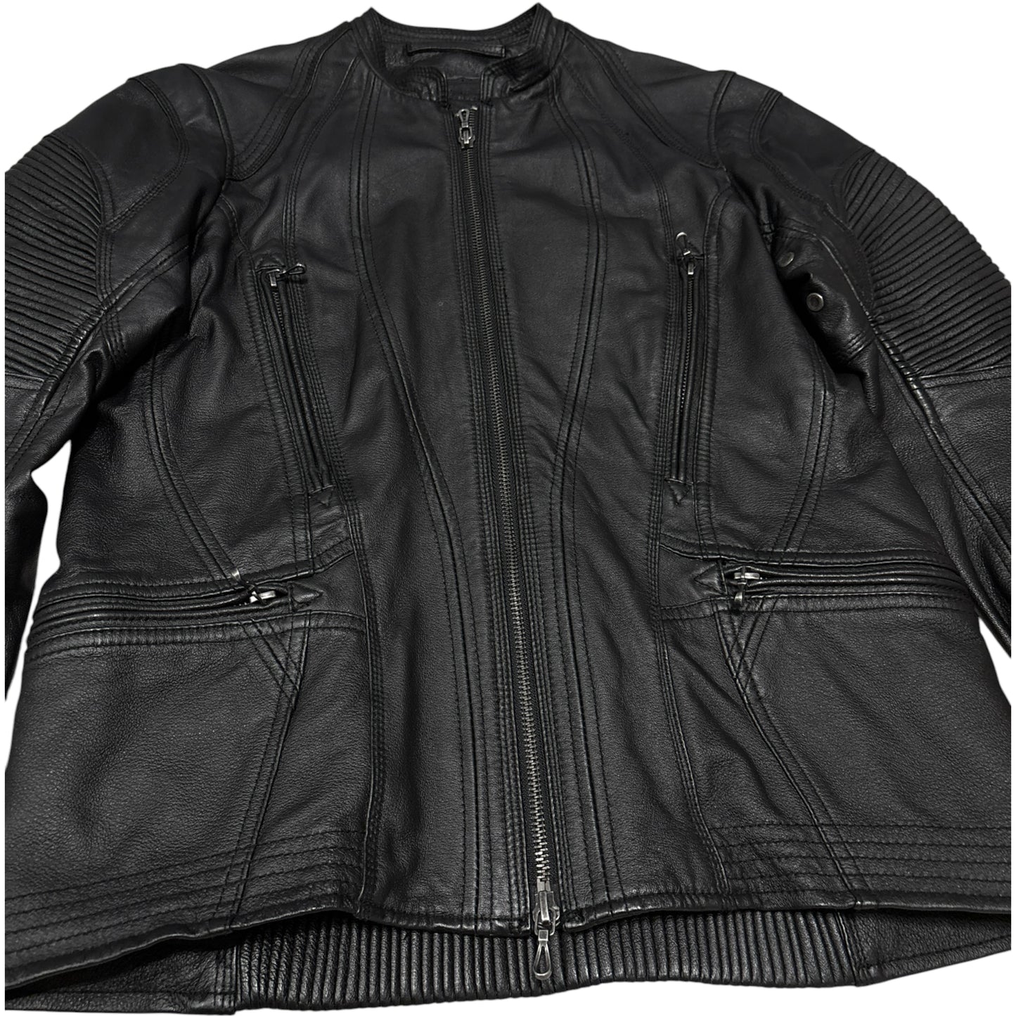 Goa buffalo leather multizip biker motorcycle jacket