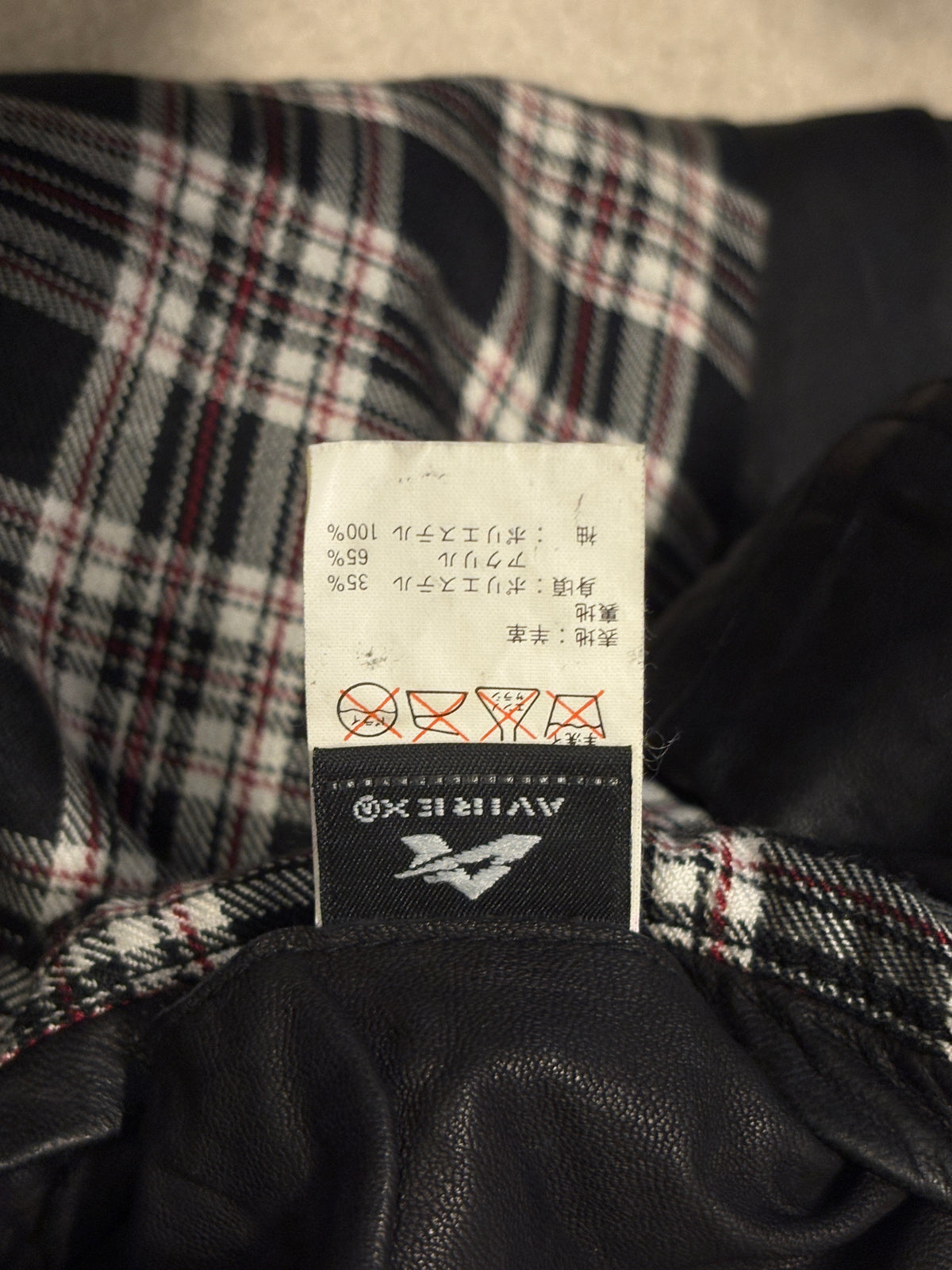 Japanese Avirex asymmetric lambskin leather multipocket jacket