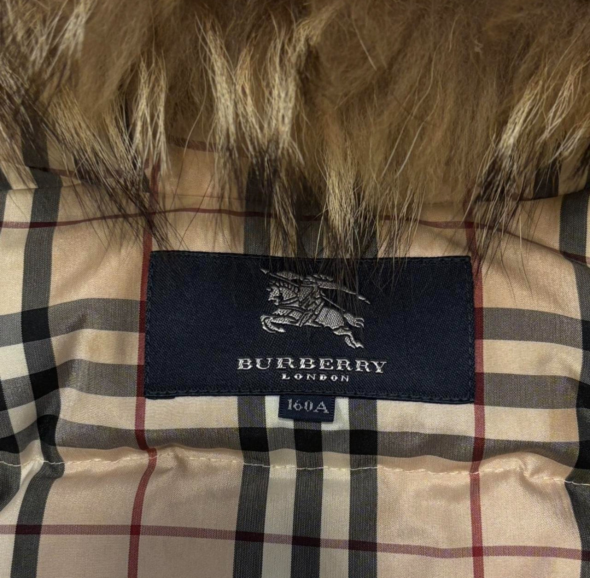 Burberry quilted utility pocket raccoon fur hood down puffer jacket