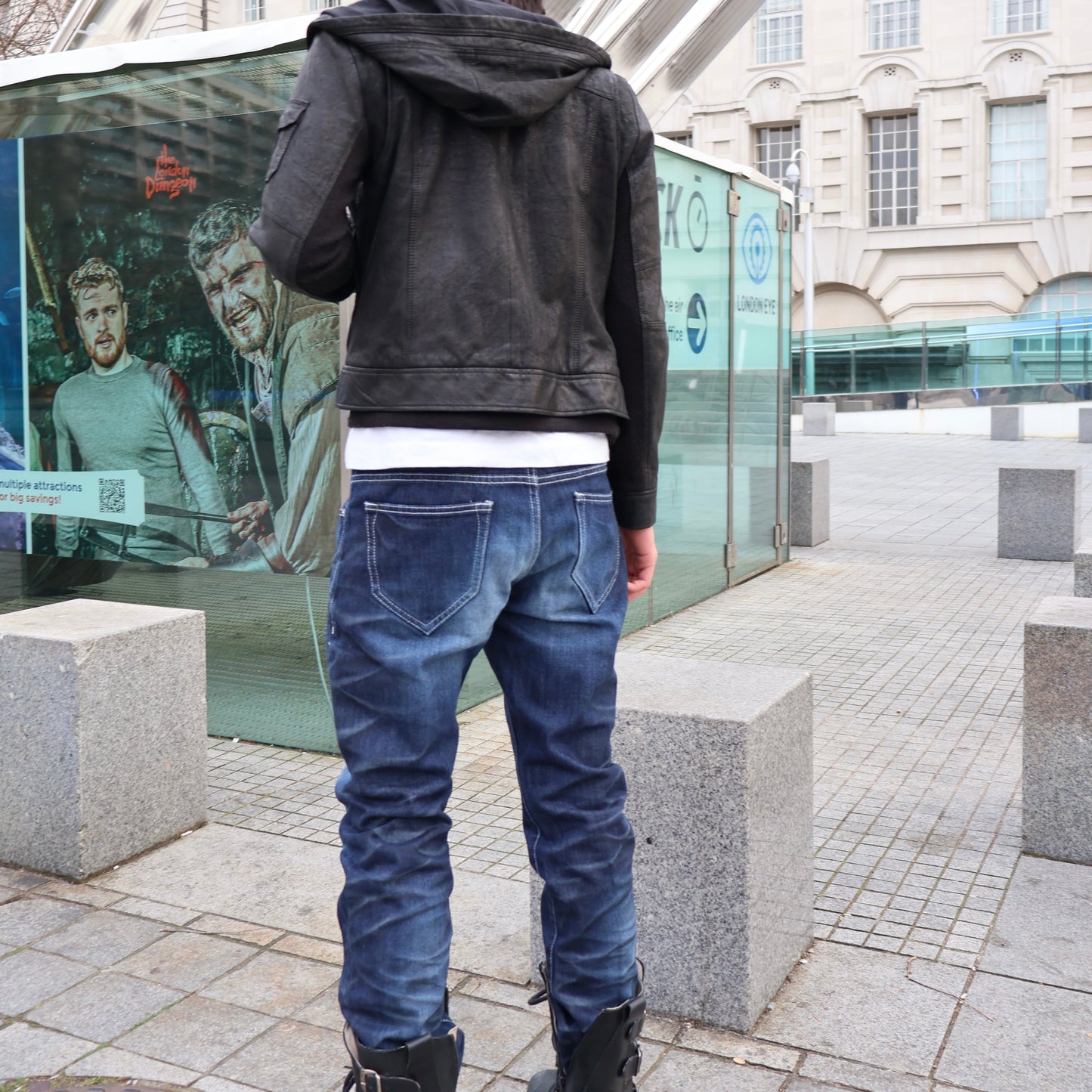 Japanese Avirex lambskin leather hooded multipocket jacket