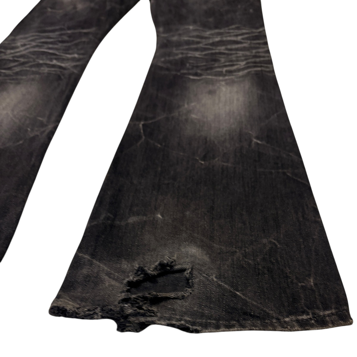 Fuga grey whiskered bootcut distressed denim jeans