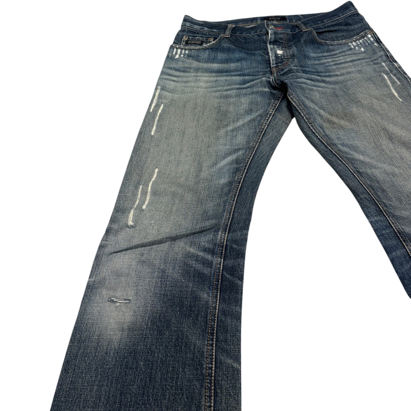 Burberry Black Label distressed blue straight denim jeans