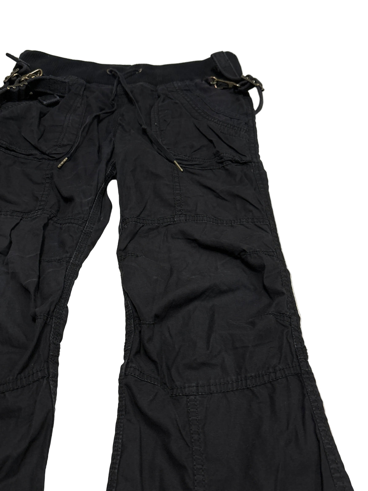 Goa black parachute suspender bootcut flare cargo pants