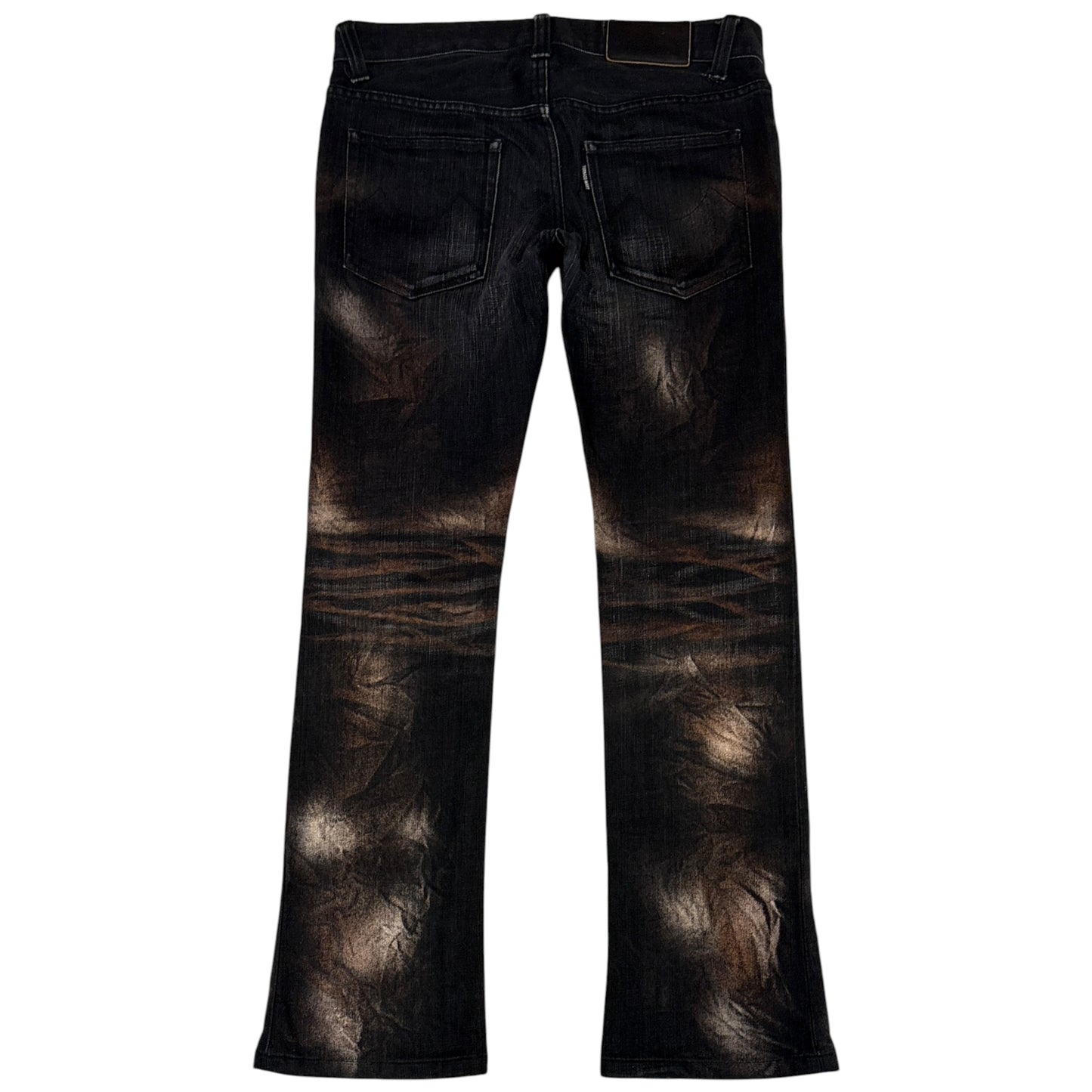 Tornado Mart red galaxy effect black bootcut denim jeans