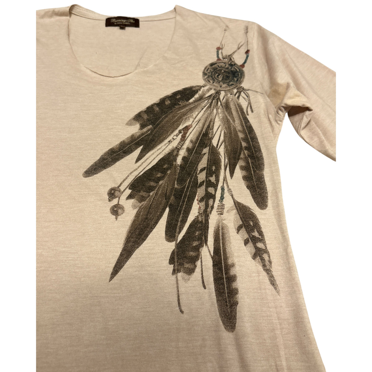Bernings Sho tribal feather beige T-shirt