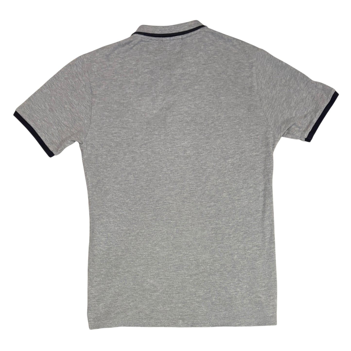 Burberry Black Label grey striped polo w/ embroided badge