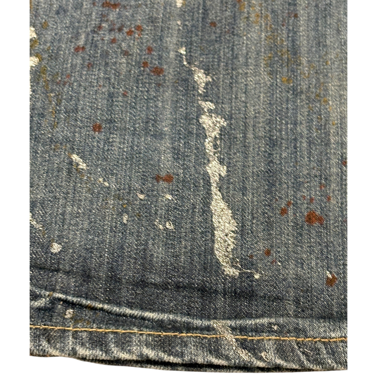 Xfrm blue distressed bootcut denim painted shine effect jeans