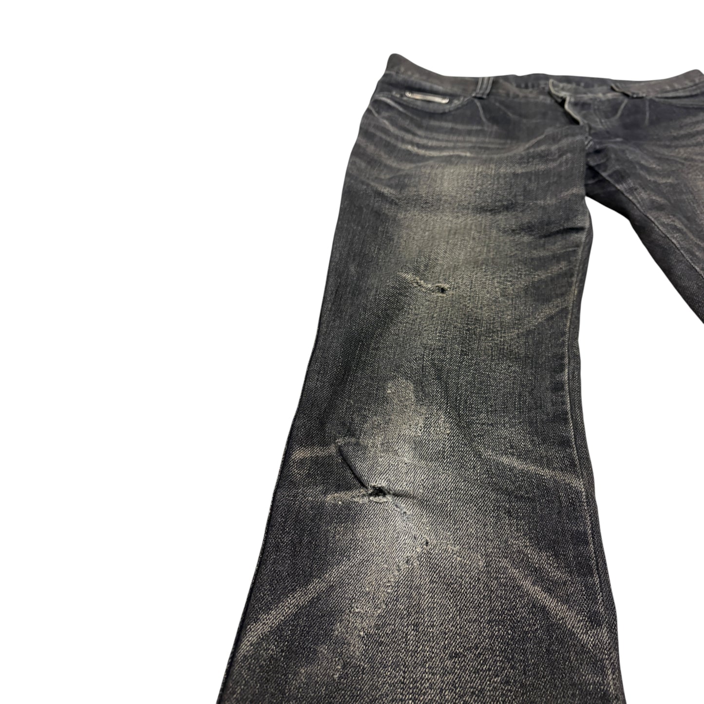5351 Pour Les Hommes distressed grey gradient perforated wash jeans