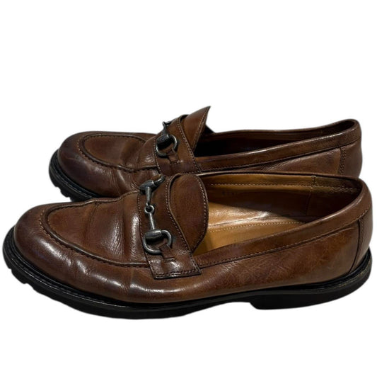 Alfredo Bannister brown leather
loafers metal horsebit buckle