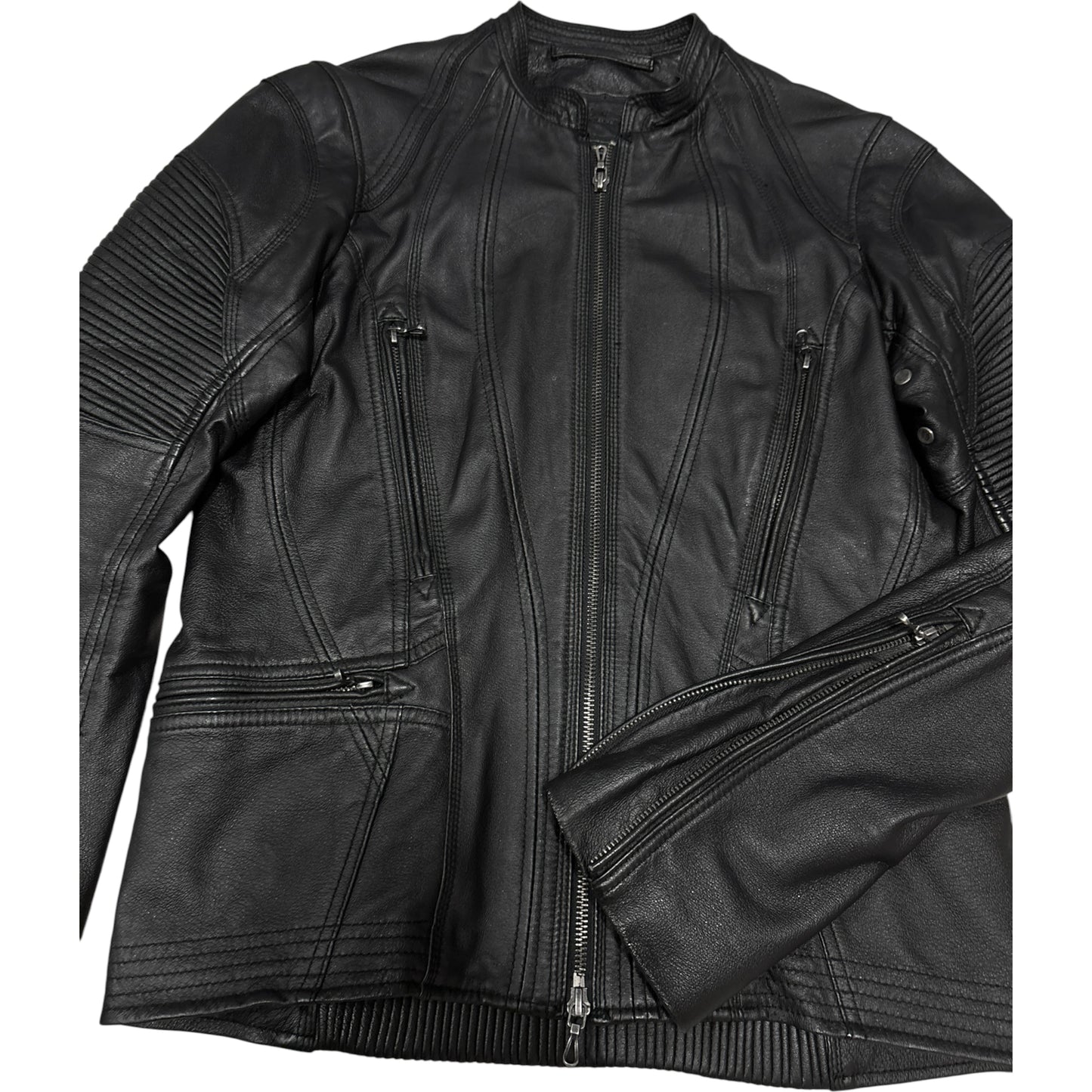 Goa buffalo leather multizip biker motorcycle jacket
