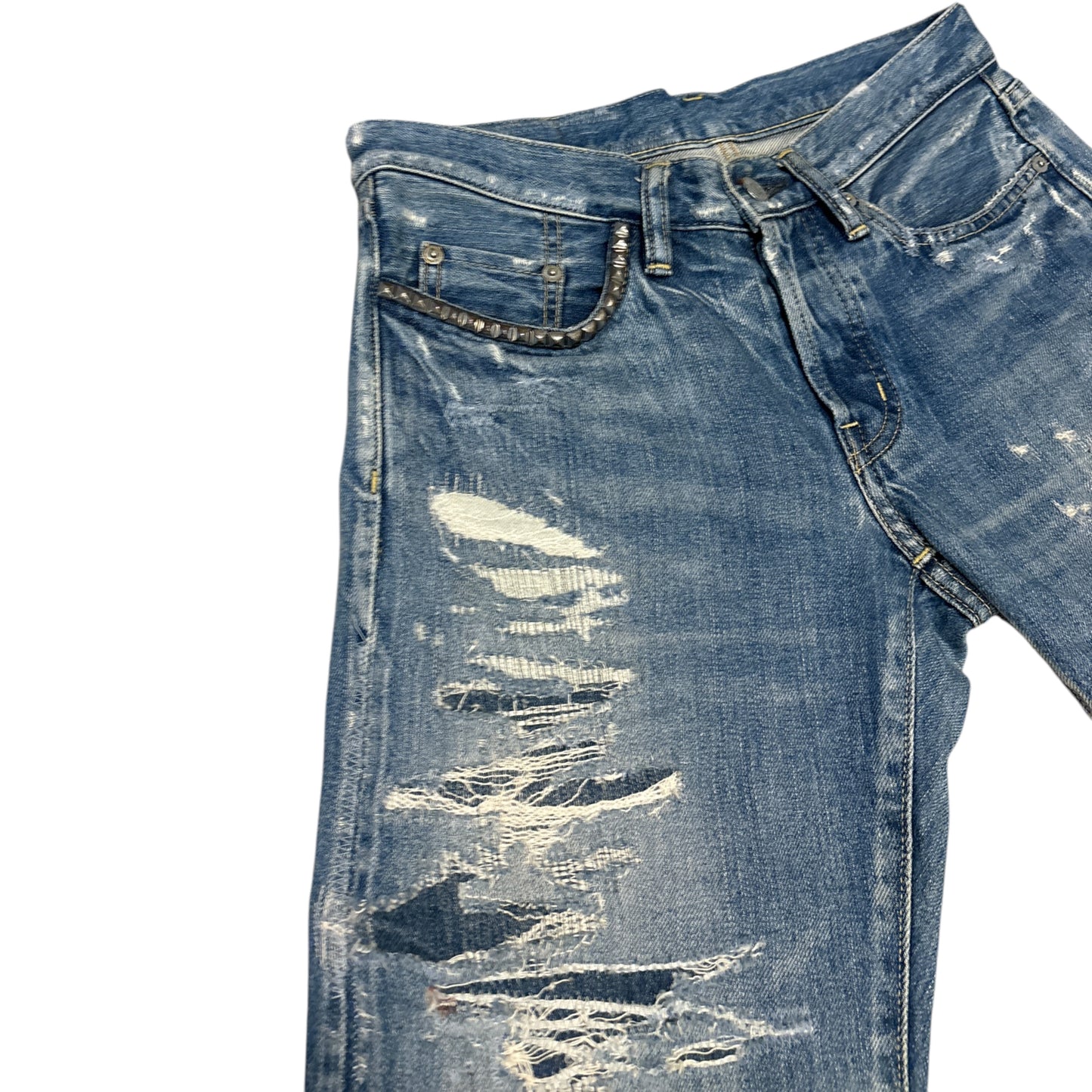Hysteric Glamour blue distressed patchwork denim jeans