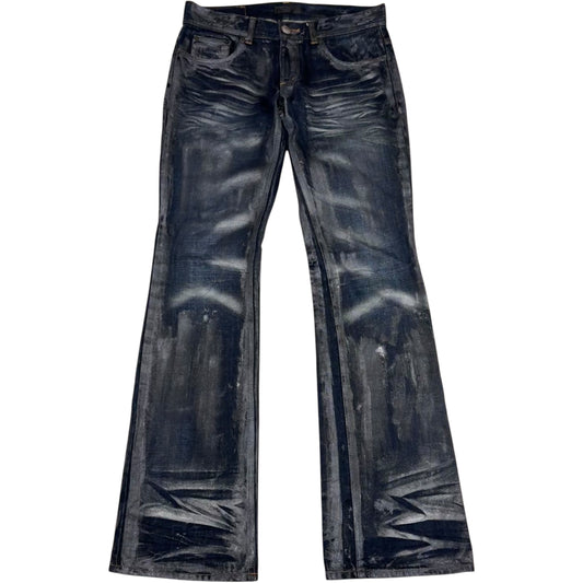 Midas waxed & painted blue grey bootcut denim  jeans