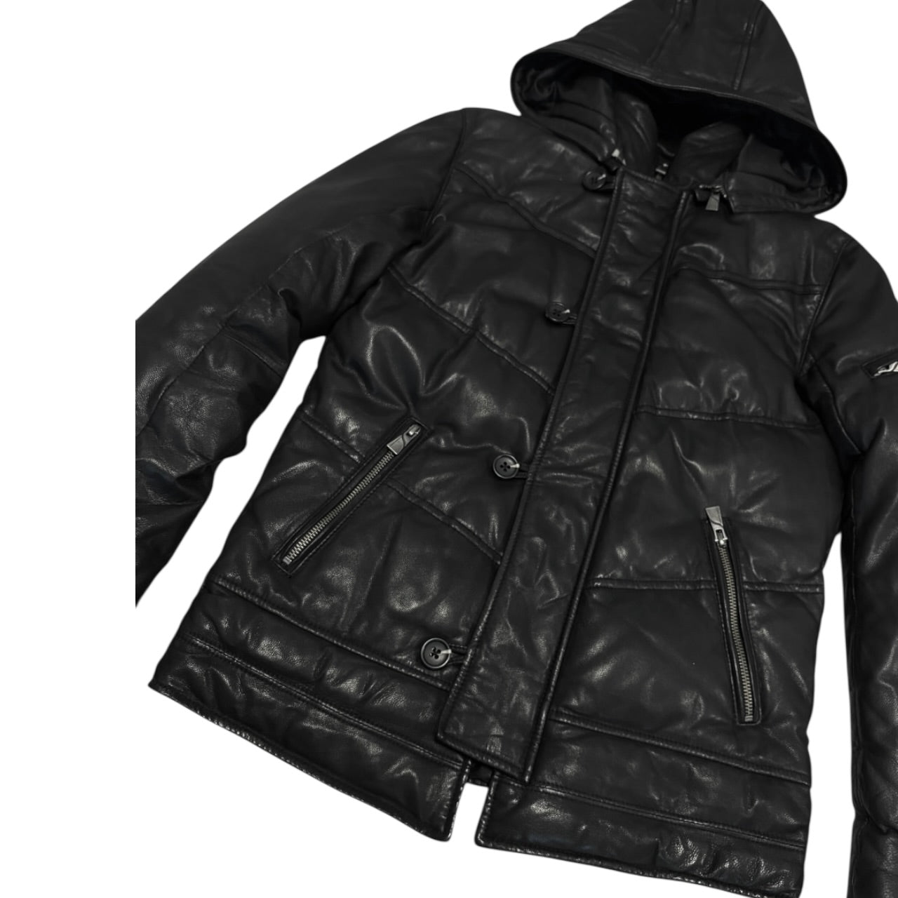 Katharine Hamnett goat leather jacket with detachable hood