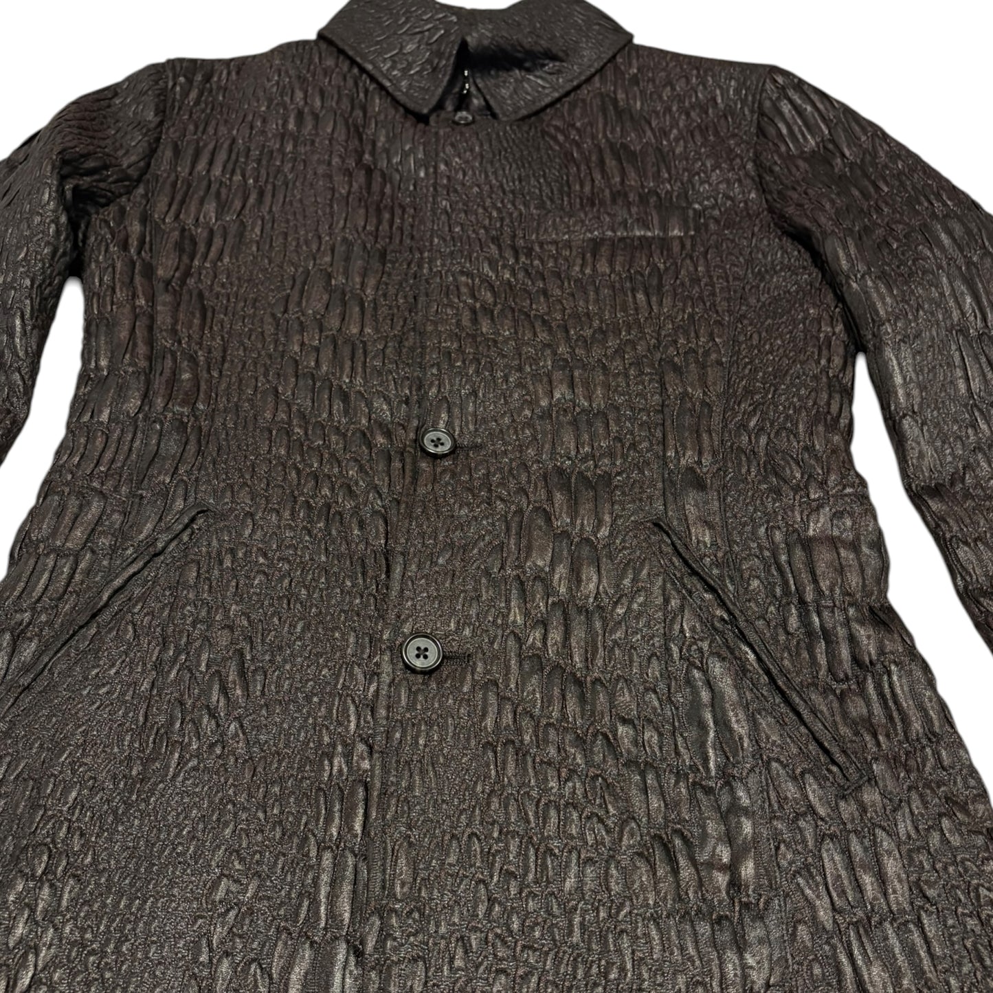 Tornado Mart alligator textured vampire light overcoat