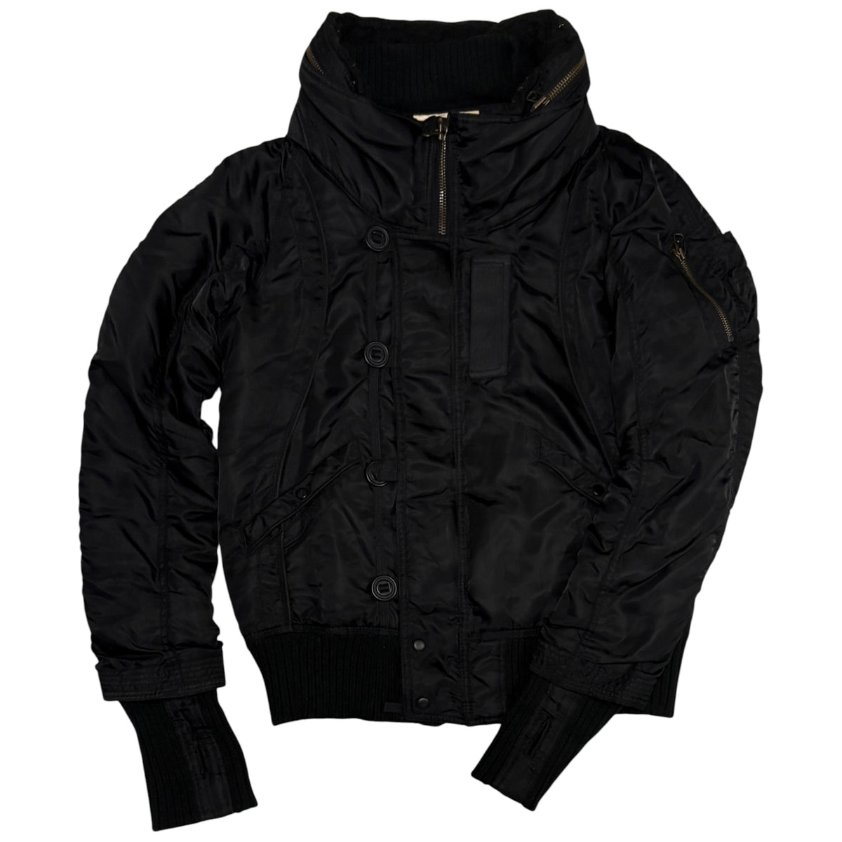 Goa bono hood nylon utility bomber jacket w/ cotton fleece ends