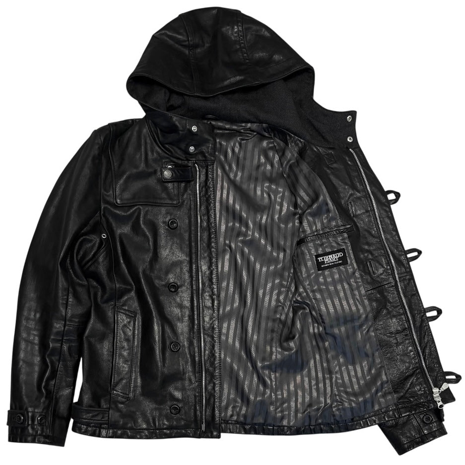 Tornado Mart buffalo leather duffle jacket w hood