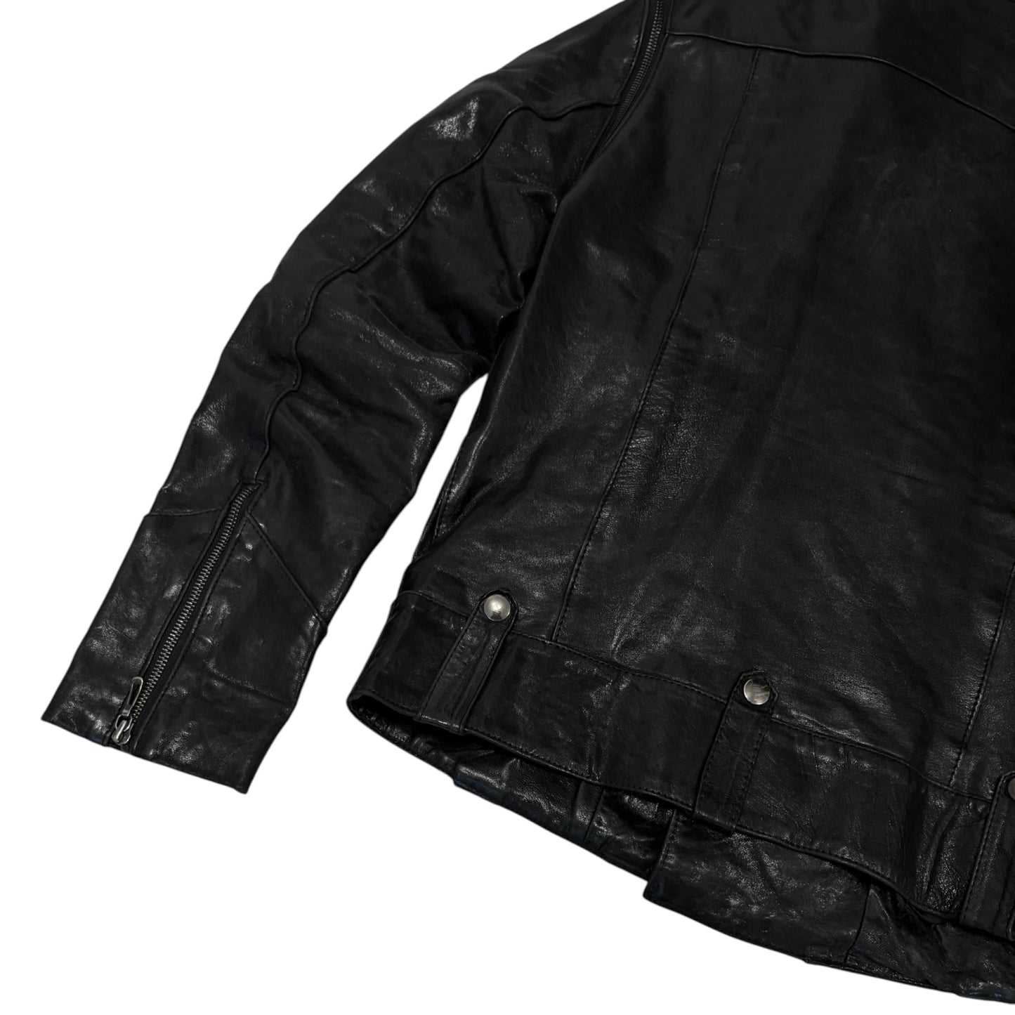 Tete Homme asymmetric lambskin leather multizip biker jacket