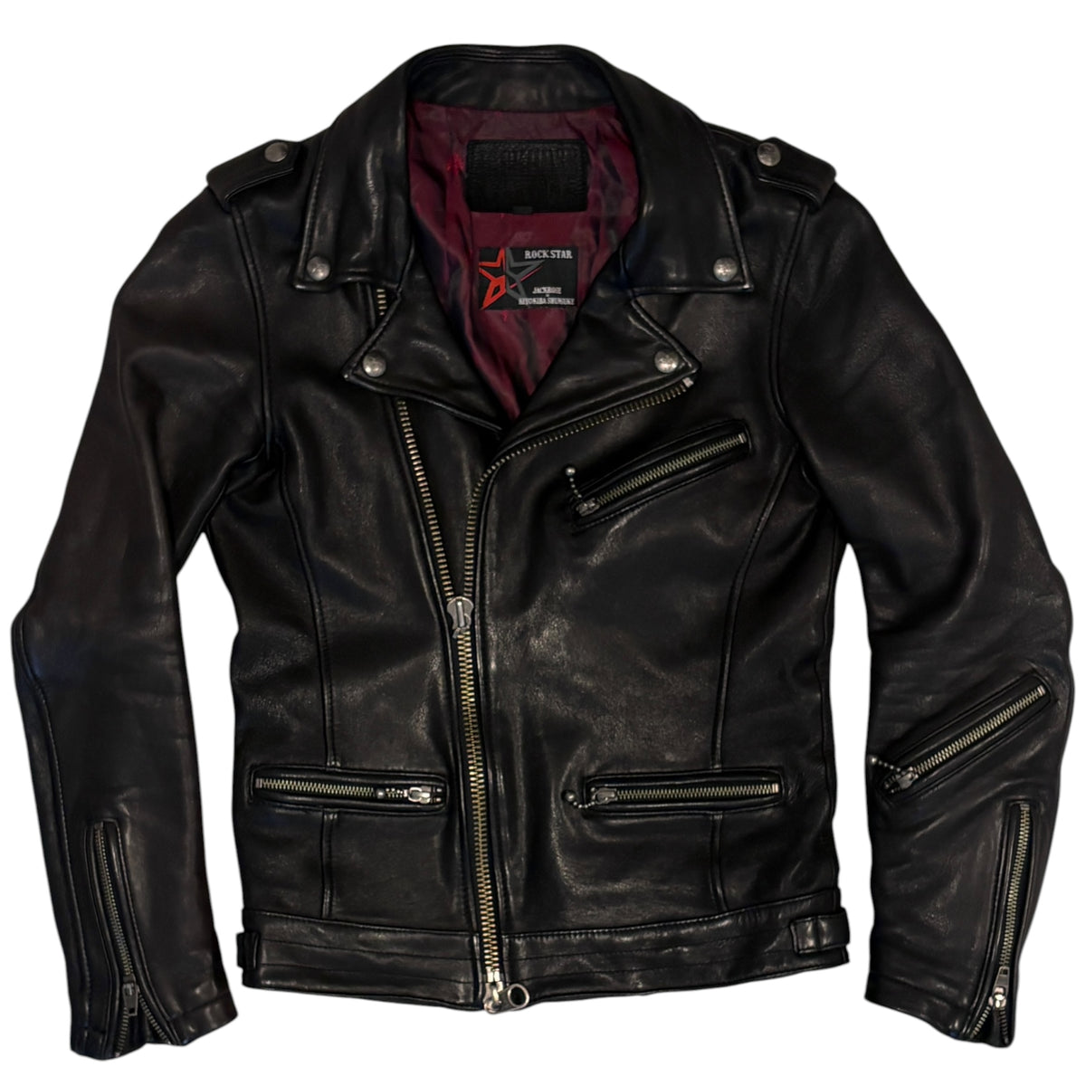 Jackrose asymmetric multizip goat leather biker jacket