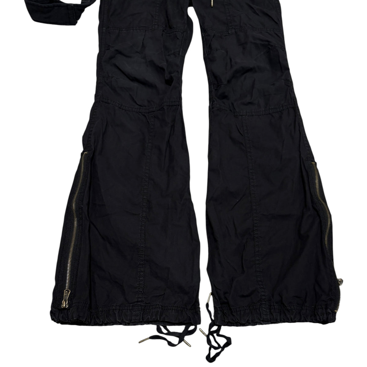Goa black parachute suspender bootcut flare cargo pants
