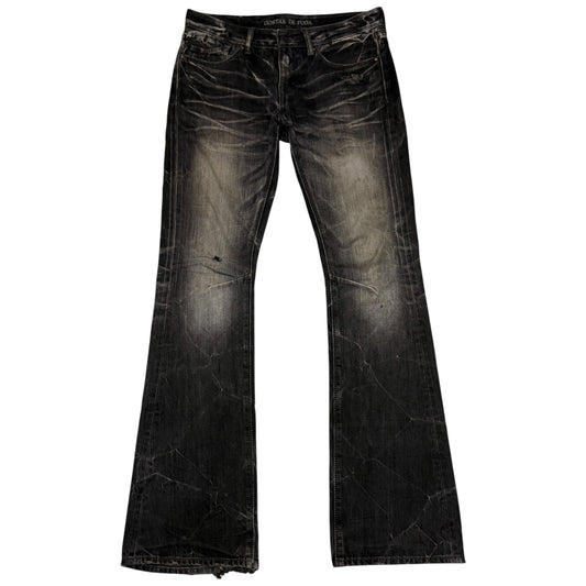 Fuga grey whiskered bootcut distressed denim jeans