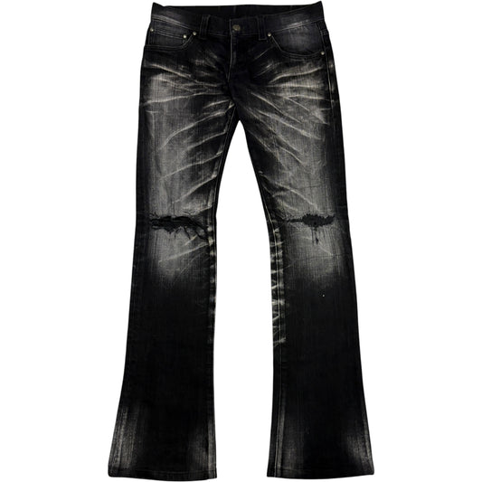 Tornado Mart black grey claw mark grey bootcut denim jeans