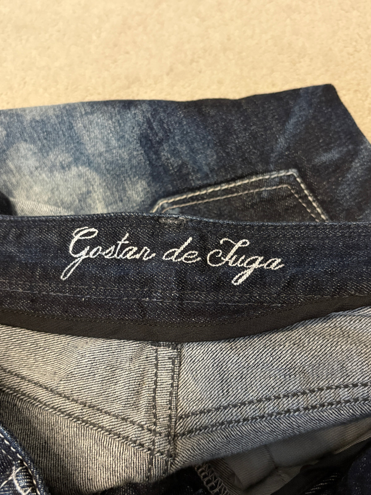 Fuga distressed blue gradient fade wash whiskered denim jeans