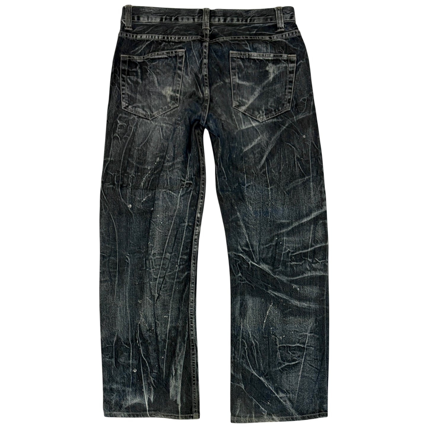 Nylaus distressed streaked wash denim jeans