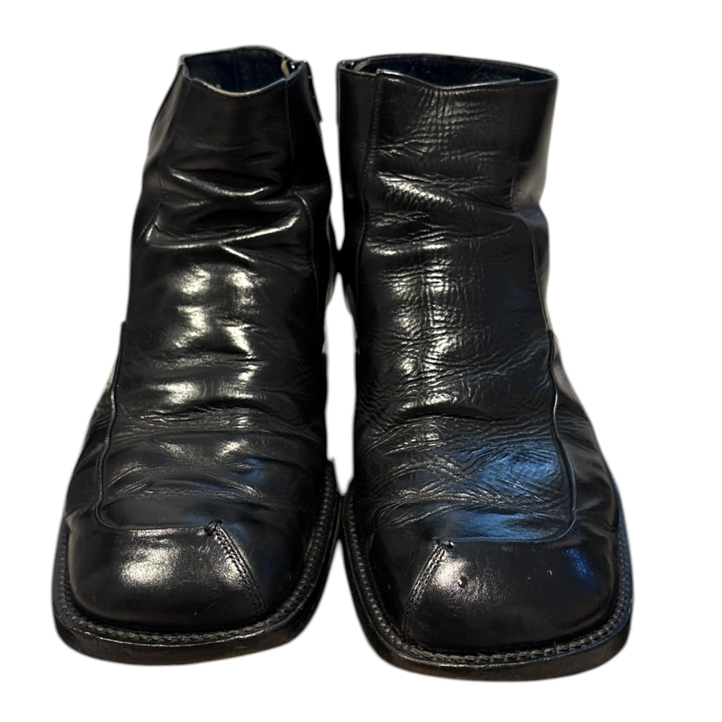 Alfredo Bannister layered crinkle effect leather side zip boots