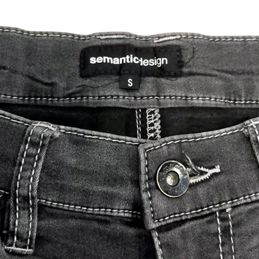 Semantic Design grey claw mark streaked fade wash lightweight denim jeans