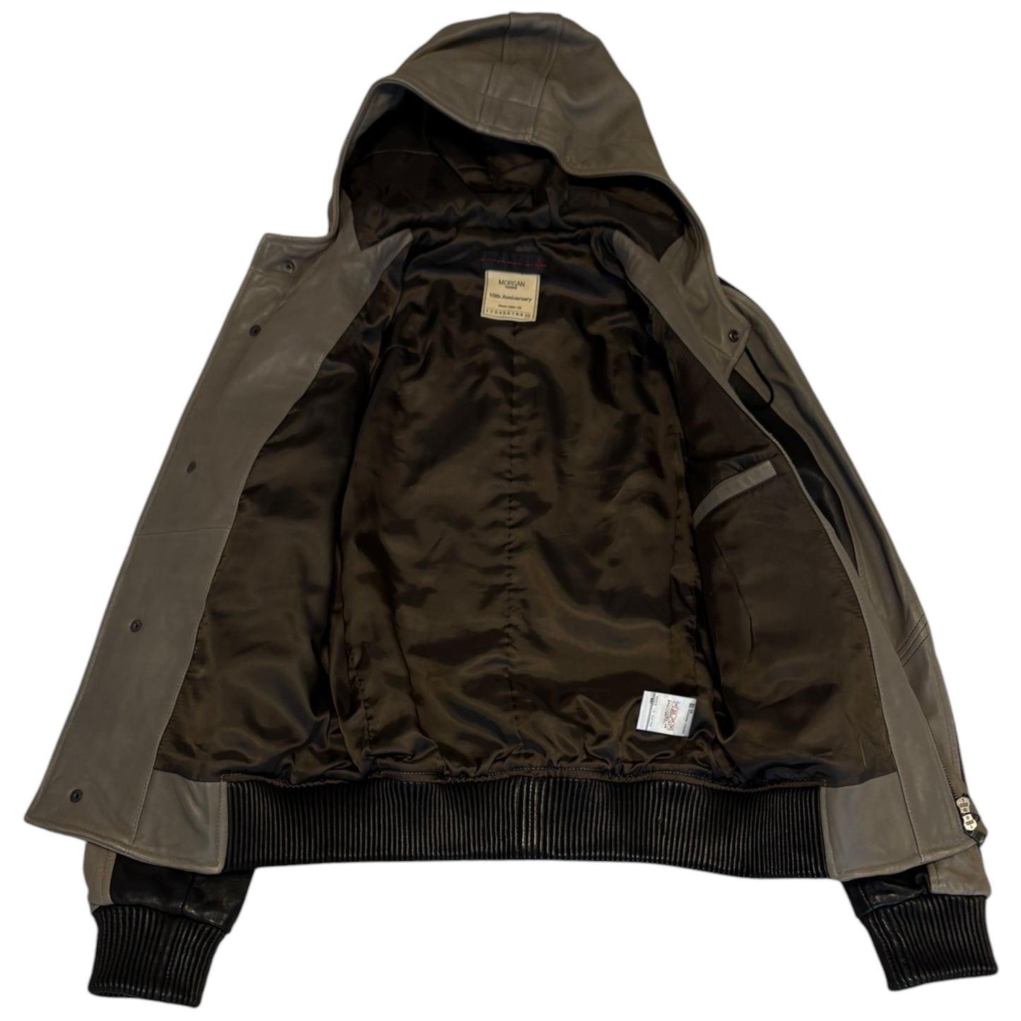 Morgan de Toi Homme khaki black lambskin leather boxer jacket