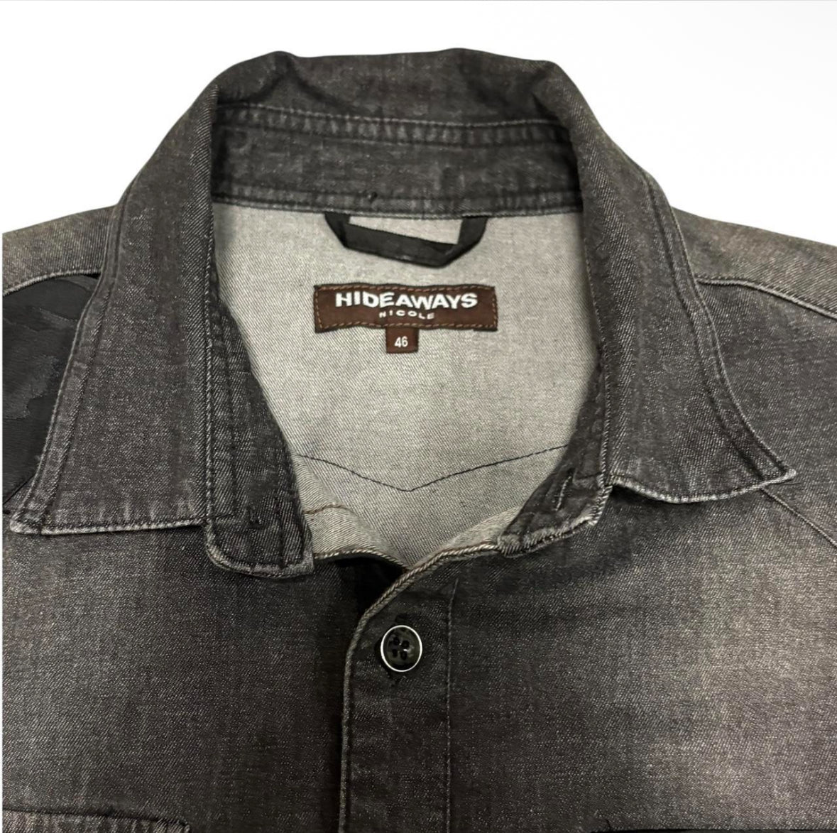 Japanese brand camo two tone patch cotton denim shirt jacket